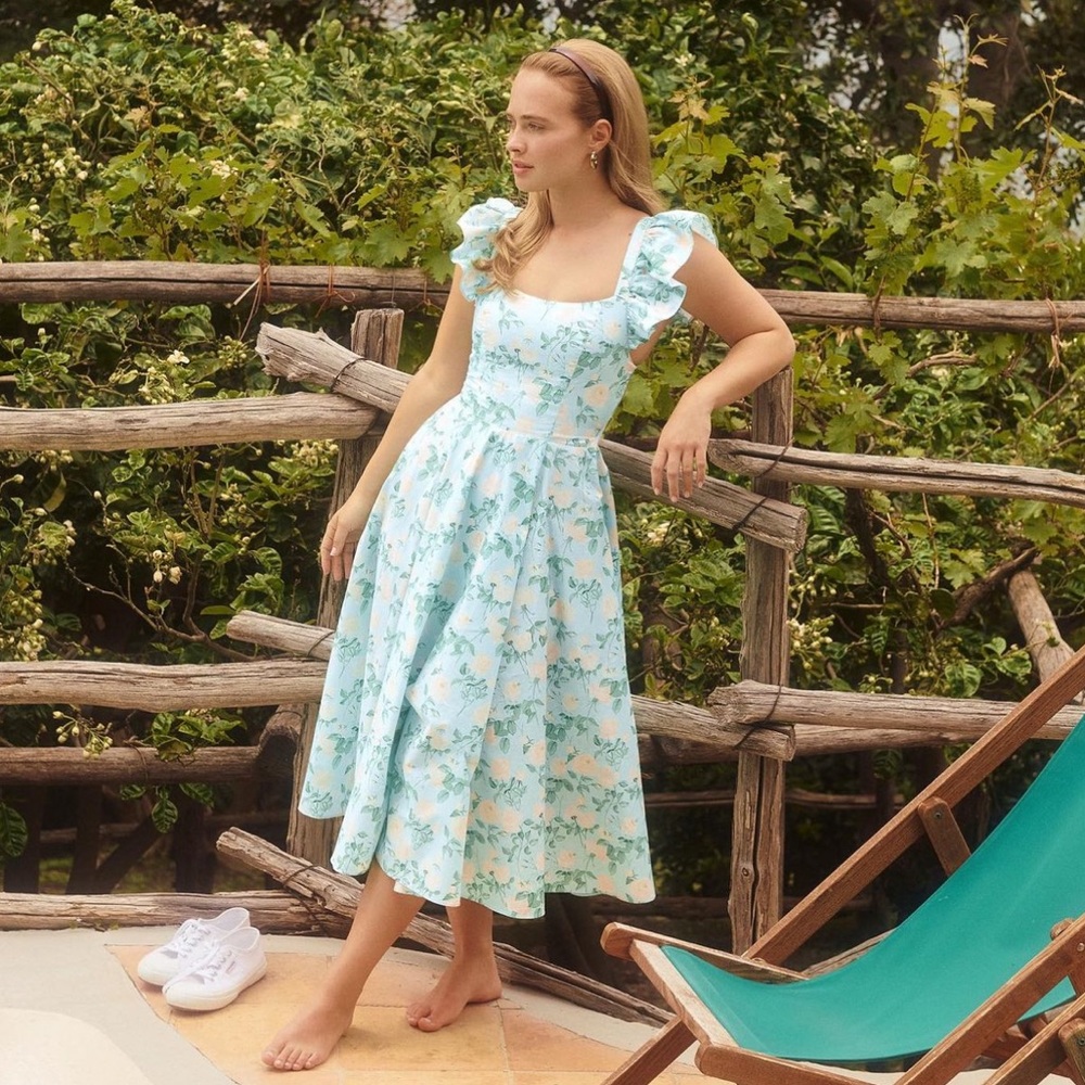 NWT Hill house The Daphne dress blue roses